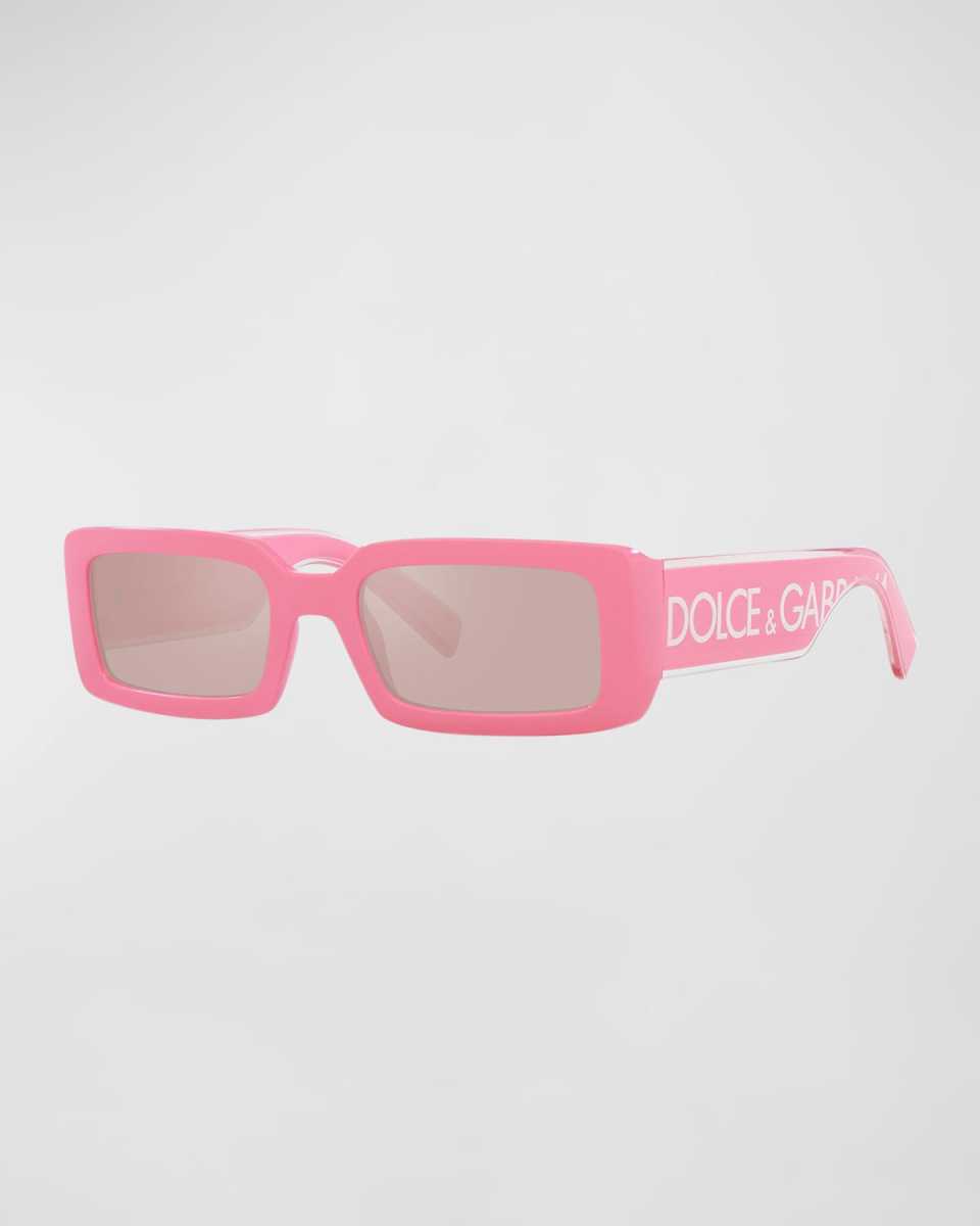 Graphic Mirrored Plastic Rectangle Sunglasses